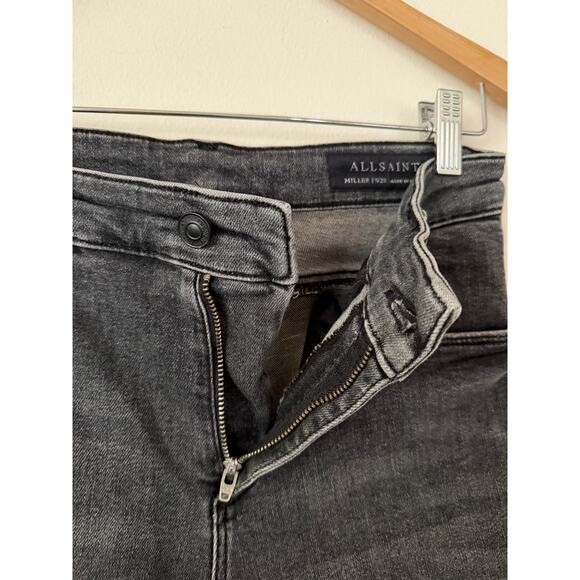 Allsaints Grey Miller Skinny Jeans/Denim High Rise Frayed Bottoms Moto/Party-28 - Picture 6 of 8